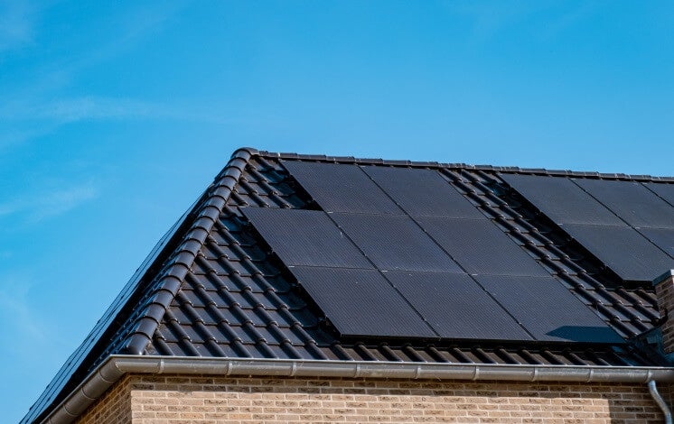 Solar panels installed on residential roof UK